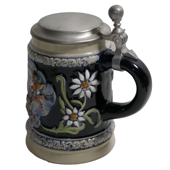 Gilles & Bohn Original Lidded Beer Stein w/Angels & Flowers  West Germany - Picture 7 of 12
